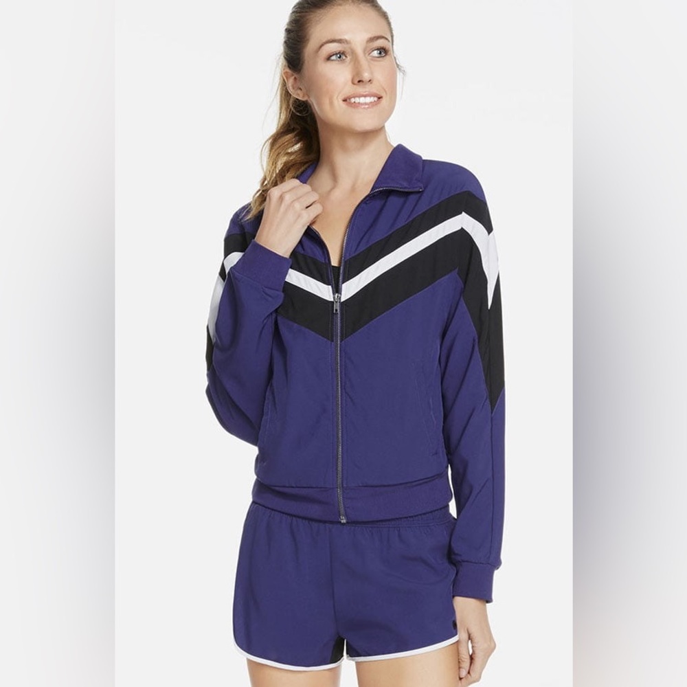 Fabletics Augustus Windbreaker Jacket NWOT 70’s Inspired Womens Size‎ Large